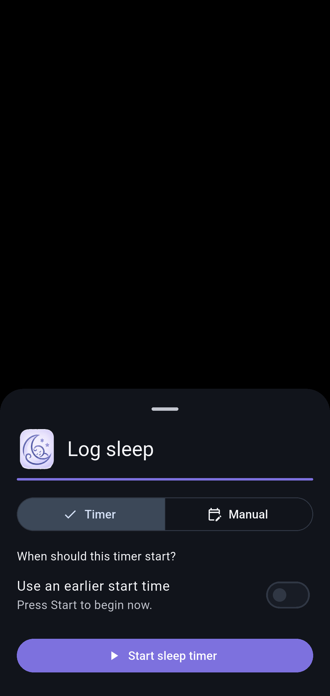 Sleep screen in Our Little Carebook